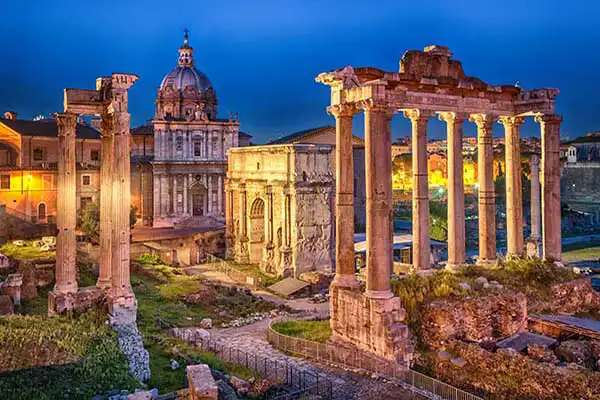 Ruins of the Roman Forum and Palatine Hill in Rome